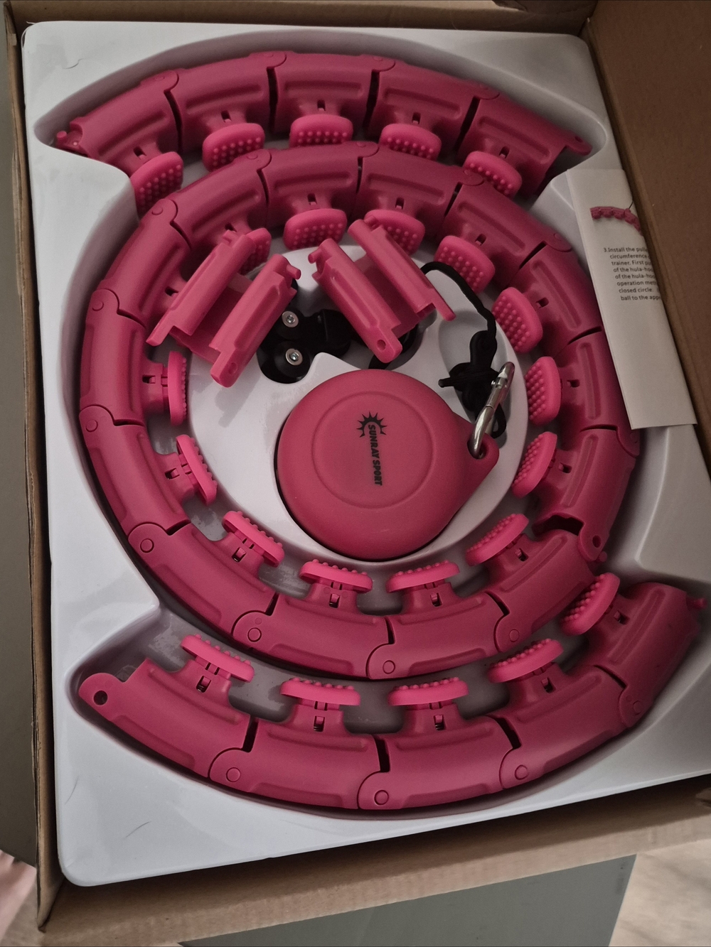 Adjustable Pink Smart Fitness Hula Hoop with Weighted Ball